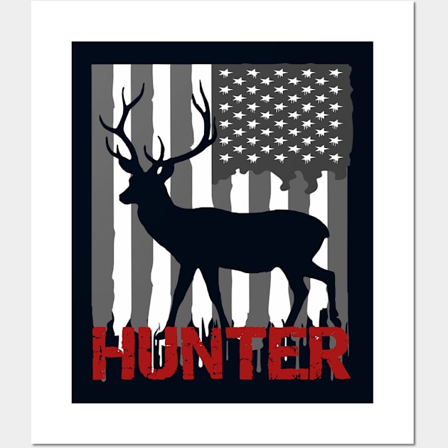 Deer Hunting American Flag Patriot Wall Art by musicanytime